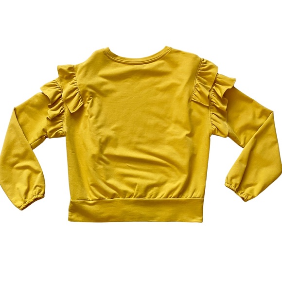 Women’s Ann Taylor Mustard/Yellow Ruffle Sweatshirt sz XS [g86] - Picture 2 of 7